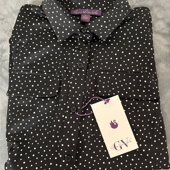 Gloria Vanderbilt Black and White Polka Dot women’s Shirt. - Picture 15 of 16